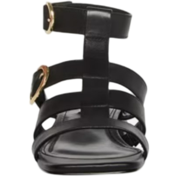 Steve Madden Aylin Black Leather Strappy Sandals Gold Buckles Size 7.5 NEW - Picture 3 of 9